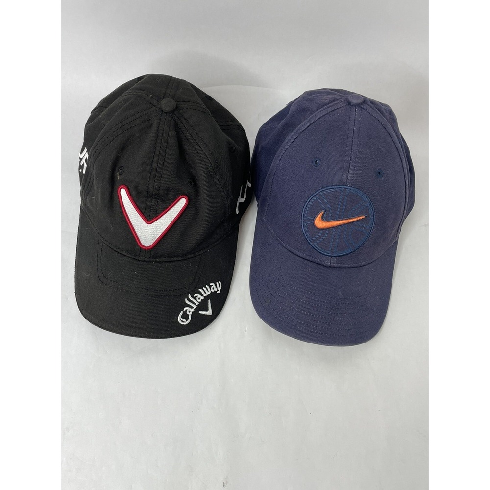 Lot of 2 Golf Hats Nike and Callaway Mens Snapback Caps Black Blue